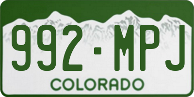 CO license plate 992MPJ