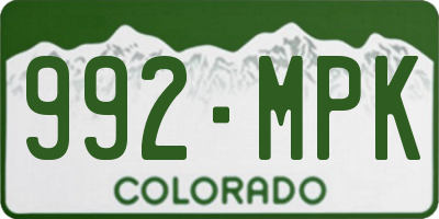 CO license plate 992MPK