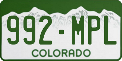 CO license plate 992MPL