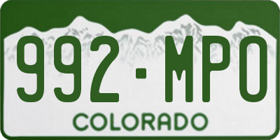 CO license plate 992MPO