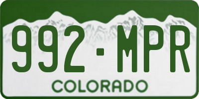 CO license plate 992MPR