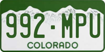CO license plate 992MPU