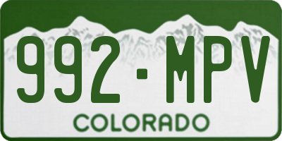 CO license plate 992MPV