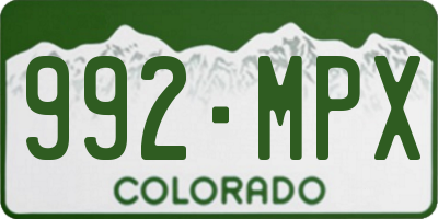 CO license plate 992MPX