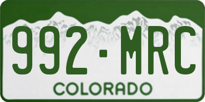CO license plate 992MRC