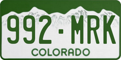 CO license plate 992MRK