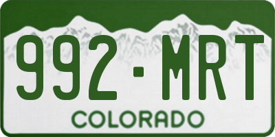 CO license plate 992MRT