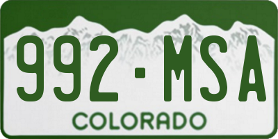 CO license plate 992MSA