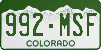CO license plate 992MSF