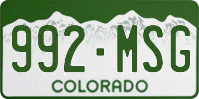 CO license plate 992MSG