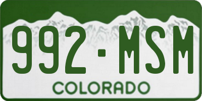 CO license plate 992MSM