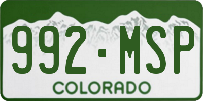 CO license plate 992MSP