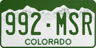 CO license plate 992MSR
