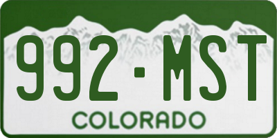 CO license plate 992MST