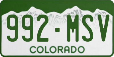 CO license plate 992MSV