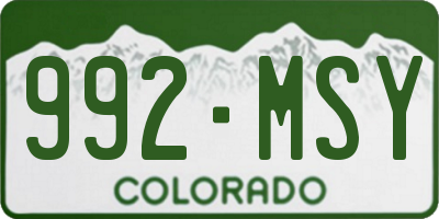 CO license plate 992MSY