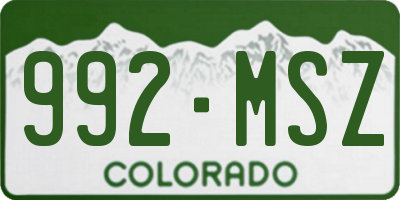 CO license plate 992MSZ