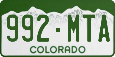 CO license plate 992MTA