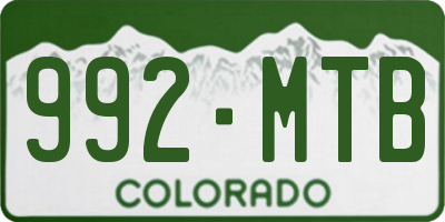 CO license plate 992MTB