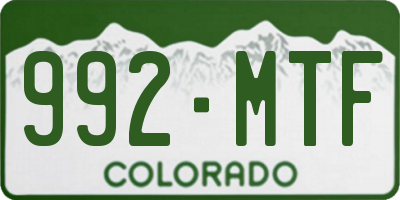 CO license plate 992MTF