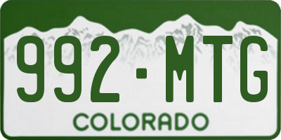 CO license plate 992MTG