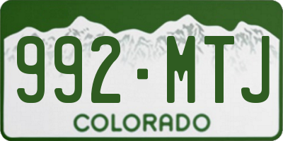 CO license plate 992MTJ