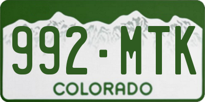 CO license plate 992MTK