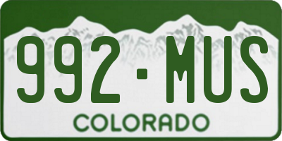 CO license plate 992MUS