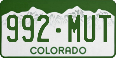 CO license plate 992MUT