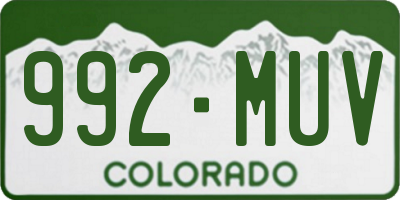 CO license plate 992MUV