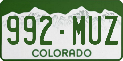 CO license plate 992MUZ