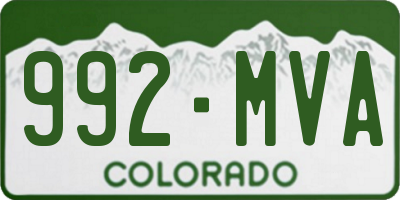 CO license plate 992MVA