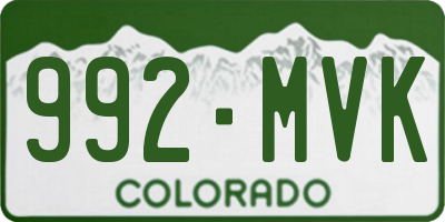 CO license plate 992MVK