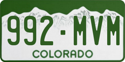 CO license plate 992MVM