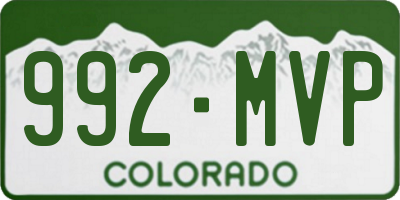 CO license plate 992MVP