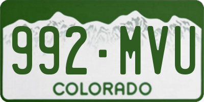 CO license plate 992MVU