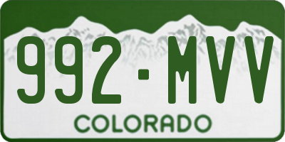 CO license plate 992MVV