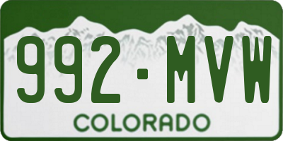CO license plate 992MVW