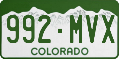 CO license plate 992MVX