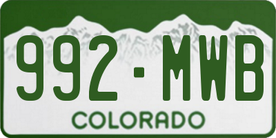 CO license plate 992MWB