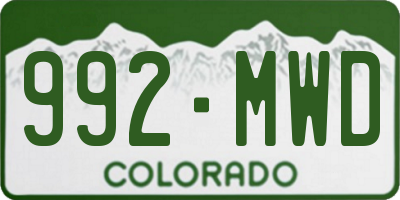 CO license plate 992MWD