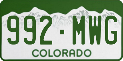 CO license plate 992MWG