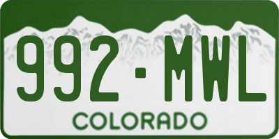 CO license plate 992MWL