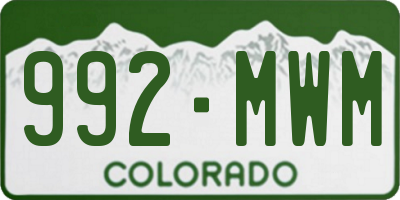 CO license plate 992MWM