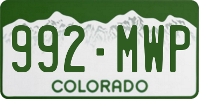 CO license plate 992MWP