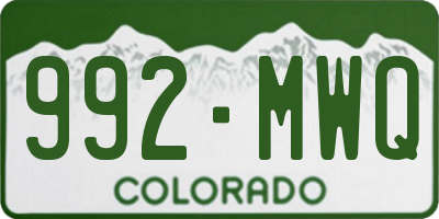 CO license plate 992MWQ
