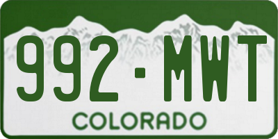 CO license plate 992MWT