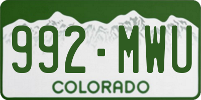 CO license plate 992MWU