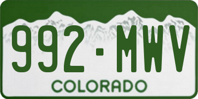 CO license plate 992MWV