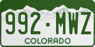 CO license plate 992MWZ